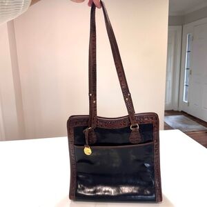 Brahmin Black and Brown Leather Tote Bag